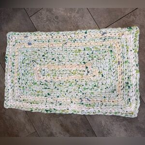 Handmade crocheted rag rug bathroom mat 18x28” rectangular